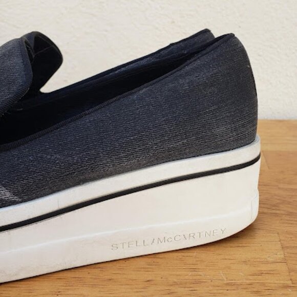 Stella McCartney Dark Grey Star Binx Canvas Platform Slip-on Sneakers - Picture 9 of 12